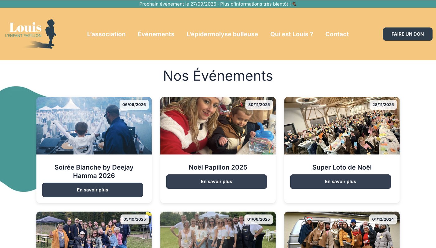 Site internet de l'association Louis l'Enfant Papillon